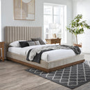  Color_Beige  Size_King  -- Emmet Beige Chenille Fabric Upholstered King Bed IMAGE 2