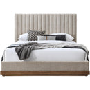 Meridian Emmet Beige Chenille Fabric Queen Bed (3 Boxes) IMAGE 3