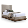  Color_Beige Size_Twin -- Meridian Emmet Upholstered Platform Bed IMAGE 1