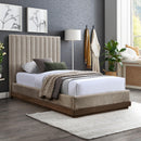  Color_Beige  Size_Twin  -- Emmet Beige Chenille Fabric Upholstered Twin Bed IMAGE 2