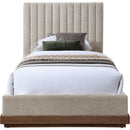  Color_Beige  Size_Twin  -- Emmet Beige Chenille Fabric Upholstered Twin Bed IMAGE 3