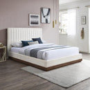  Color_Cream  Size_Full  -- Emmet Cream Chenille Fabric Upholstered Full Bed IMAGE 2