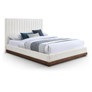  Color_Cream  Size_King  -- Emmet Cream Chenille Fabric Upholstered King Bed IMAGE 1