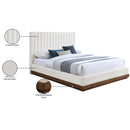  Color_Cream  Size_King  -- Emmet Cream Chenille Fabric Upholstered King Bed IMAGE 9