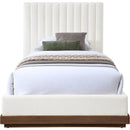  Color_Cream  Size_Twin  -- Emmet Cream Chenille Fabric Upholstered Twin Bed IMAGE 3