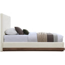  Color_Cream  Size_Twin  -- Emmet Cream Chenille Fabric Upholstered Twin Bed IMAGE 4