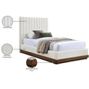  Color_Cream  Size_Twin  -- Emmet Cream Chenille Fabric Upholstered Twin Bed IMAGE 9