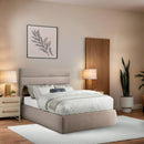  Color_Beige  Size_Full  -- Adam Beige Linen Textured Fabric Upholstered Full Bed IMAGE 2