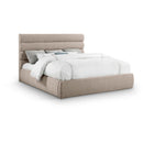  Color_Beige  Size_King  -- Adam Beige Linen Textured Fabric Upholstered King Bed IMAGE 1