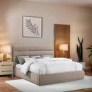  Color_Beige  Size_King  -- Adam Beige Linen Textured Fabric Upholstered King Bed IMAGE 2