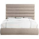  Color_Beige  Size_King  -- Adam Beige Linen Textured Fabric Upholstered King Bed IMAGE 3