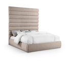  Color_Beige  Size_King  -- Adam Beige Linen Textured Fabric Upholstered King Bed IMAGE 1