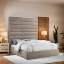  Color_Beige  Size_King  -- Adam Beige Linen Textured Fabric Upholstered King Bed IMAGE 2