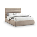  Color_Beige  Size_Queen  -- Adam Beige Linen Textured Fabric Upholstered Queen Bed IMAGE 1