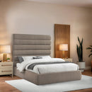  Color_Beige  Size_Queen  -- Adam Beige Linen Textured Fabric Upholstered Queen Bed IMAGE 2