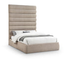  Color_Beige  Size_Queen  -- Adam Beige Linen Textured Fabric Upholstered Queen Bed IMAGE 1