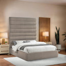  Color_Beige  Size_Queen  -- Adam Beige Linen Textured Fabric Upholstered Queen Bed IMAGE 2