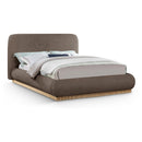 Meridian Rigby Brown Linen Textured Fabric King Bed IMAGE 1