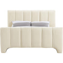  Color_Beige  Size_Queen  -- Camila Beige Chenille Fabric Upholstered Queen Bed IMAGE 3