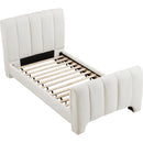  Color_Cream  Size_Twin  -- Camila Cream Chenille Fabric Upholstered Twin Bed IMAGE 7