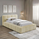  Color_Beige  Size_Twin  -- Carlin Beige Chenille Fabric Upholstered Twin Bed IMAGE 2