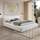  Color_Cream  Size_King  -- Carlin Cream Chenille Fabric Upholstered King Bed IMAGE 2