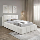  Color_Cream  Size_Twin  -- Carlin Cream Chenille Fabric Upholstered Twin Bed IMAGE 2