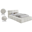  Color_Cream  Size_Twin  -- Carlin Cream Chenille Fabric Upholstered Twin Bed IMAGE 8