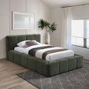  Color_Olive  Size_Twin  -- Carlin Olive Chenille Fabric Upholstered Twin Bed IMAGE 2