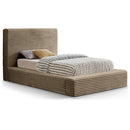Meridian Dexter Taupe Corduroy Fabric Twin Bed IMAGE 1