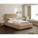 Meridian Dorian Beige Velvet Twin Bed IMAGE 2
