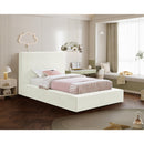  Color_Cream  Size_Twin  --  Dorian Cream Velvet Upholstered Twin Bed IMAGE 2