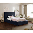  Color_Navy  Size_Twin  --  Dorian Navy Velvet Upholstered Twin Bed IMAGE 2