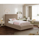  Color_Taupe  Size_Twin  --  Dorian Taupe Velvet Upholstered Twin Bed IMAGE 2