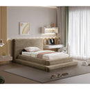 Meridian Drew Taupe Corduroy Fabric Twin Bed (3 Boxes) IMAGE 2