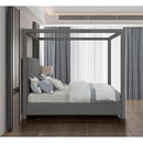 Meridian Emerson Grey Linen Textured Fabric Full Bed (3 Boxes) IMAGE 5
