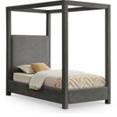  Color_Grey  Size_Twin  -- Emerson Grey Linen Textured Fabric Upholstered Twin Bed IMAGE 1