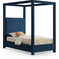 Color_Navy Size_Twin -- Emerson Navy Linen Textured Fabric Upholstered Twin Bed IMAGE 1