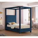  Color_Navy  Size_Twin  -- Emerson Navy Linen Textured Fabric Upholstered Twin Bed IMAGE 2