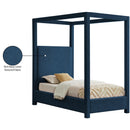 Meridian Emerson Navy Linen Textured Fabric Twin Bed (3 Boxes) IMAGE 9