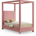  Color_Pink Size_Twin -- Emerson Pink Linen Textured Fabric Upholstered Twin Bed IMAGE 1