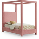  Color_Pink  Size_Twin  -- Emerson Pink Linen Textured Fabric Upholstered Twin Bed IMAGE 1