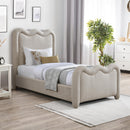  Color_Beige  Size_Twin  -- Gavin Beige Chenille Fabric Upholstered Twin Bed IMAGE 2