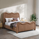  Color_Cognac  Size_King  -- Gavin Cognac Chenille Fabric Upholstered King Bed IMAGE 2