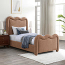  Color_Cognac  Size_Twin  -- Gavin Cognac Chenille Fabric Upholstered Twin Bed IMAGE 2