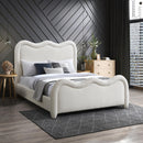  Color_Cream  Size_King  -- Gavin Cream Chenille Fabric Upholstered King Bed IMAGE 2