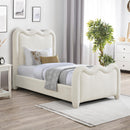  Color_Cream  Size_Twin  -- Gavin Cream Chenille Fabric Upholstered Twin Bed IMAGE 2