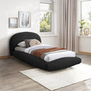  Color_Black  Size_Twin  -- Genesis Black Teddy Fabric Upholstered Floating Twin Bed IMAGE 2