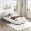  Color_Cream  Size_Twin  -- Genesis Cream Teddy Fabric Upholstered Floating Twin Bed IMAGE 2