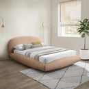  Color_Tan  Size_Queen  -- Genesis Beige Teddy Fabric Upholstered Floating Queen Bed IMAGE 2